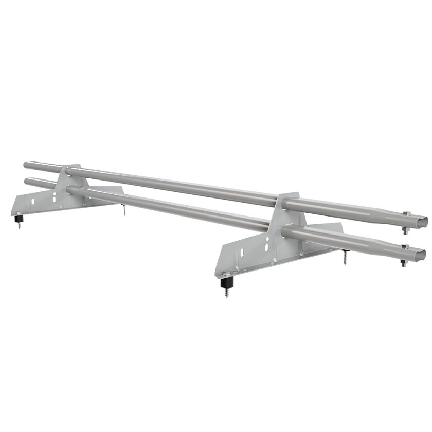 Снегозадержатель трубчатый Русский Рубеж 25х45мм, 1,5м, 2 опоры, бело-алюминиевый (RAL 9006)