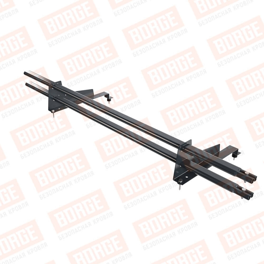 Снегозадержатель трубчатый BORGE 1,5м, 2 опоры, для МЧ с выс. ступ., антрацитово-серый (RAL 7016), 400мм