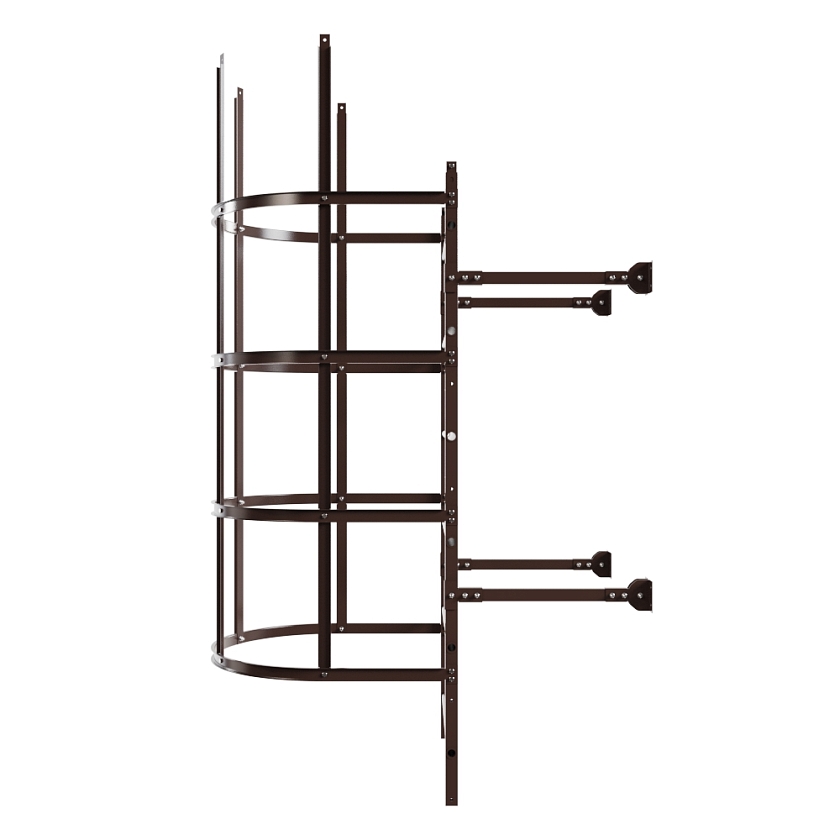 Лестница пожарная П1-2 BORGE, Н-2м, W-0.8м, оцинк., коричневый шоколад (RAL 8017)