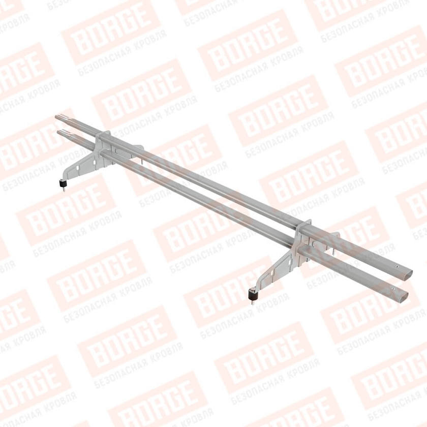 Снегозадержатель трубчатый Русский Рубеж 20х40мм, 1,5м, 2 опоры, бело-алюминиевый (RAL 9006)