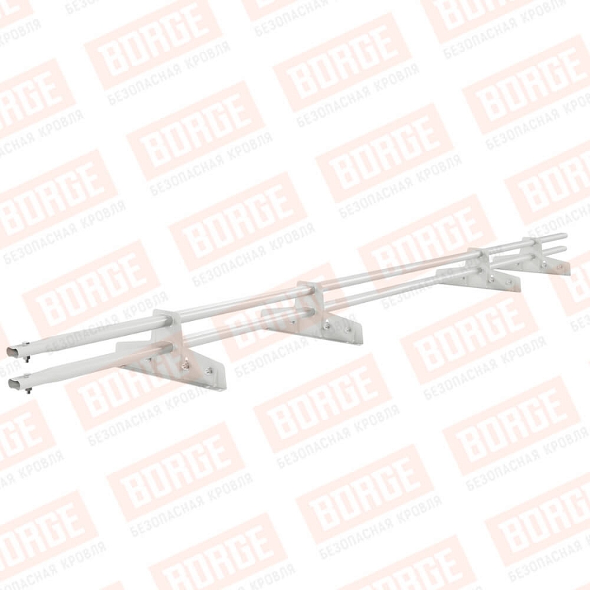 Снегозадержатель трубчатый Русский Рубеж 25х45мм, 3м, 4 опоры, для фальц. кровли, сигнально-белый (RAL 9003)