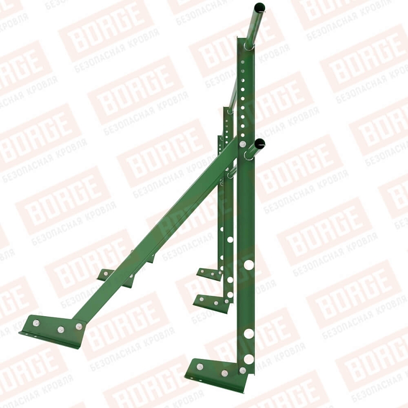 Ограждение кровельное Русский Рубеж H-90см, 3м, для фальцевой кровли, лиственно-зеленый (RAL 6002)