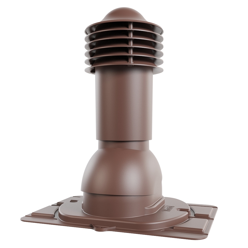 Труба вентиляционная Viotto с универсальным проходным элементом, d-110мм, h-550мм, утепленная, коричневый шоколад (RAL 8017)