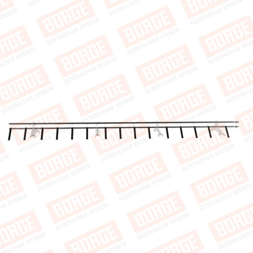 Снегозадержатель трубчатый BORGE 3м, 4 опоры, для профнастила Н-60, Н-75, цинк