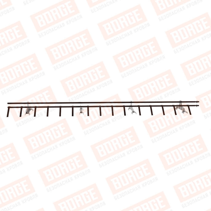 Снегозадержатель трубчатый BORGE 3м, 4 опоры, для профнастила Н-60, Н-75, окрашенный (NL-807)