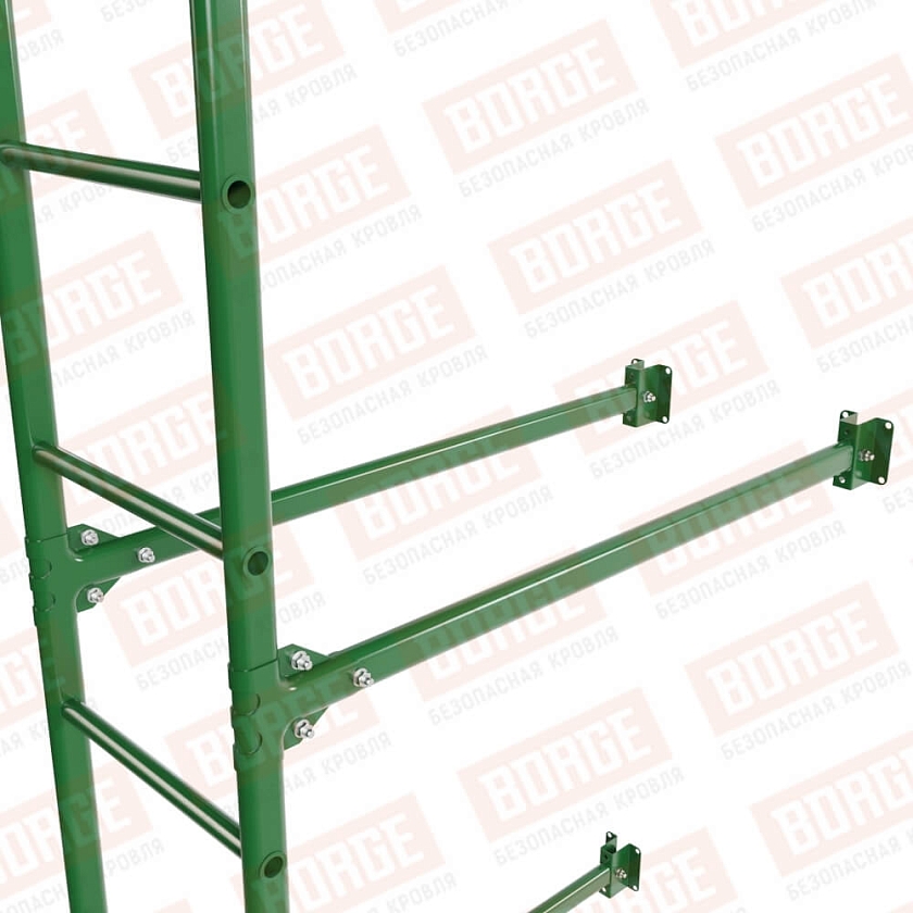 Комплект лестница фасадная BORGE (нижняя секция), 2,7м, лиственно-зеленый (RAL 6002)