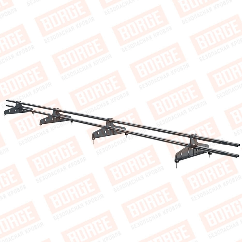 Снегозадержатель трубчатый Русский Рубеж 20х40мм, 3м, 4 опоры, антрацитово-серый (RAL 7016)