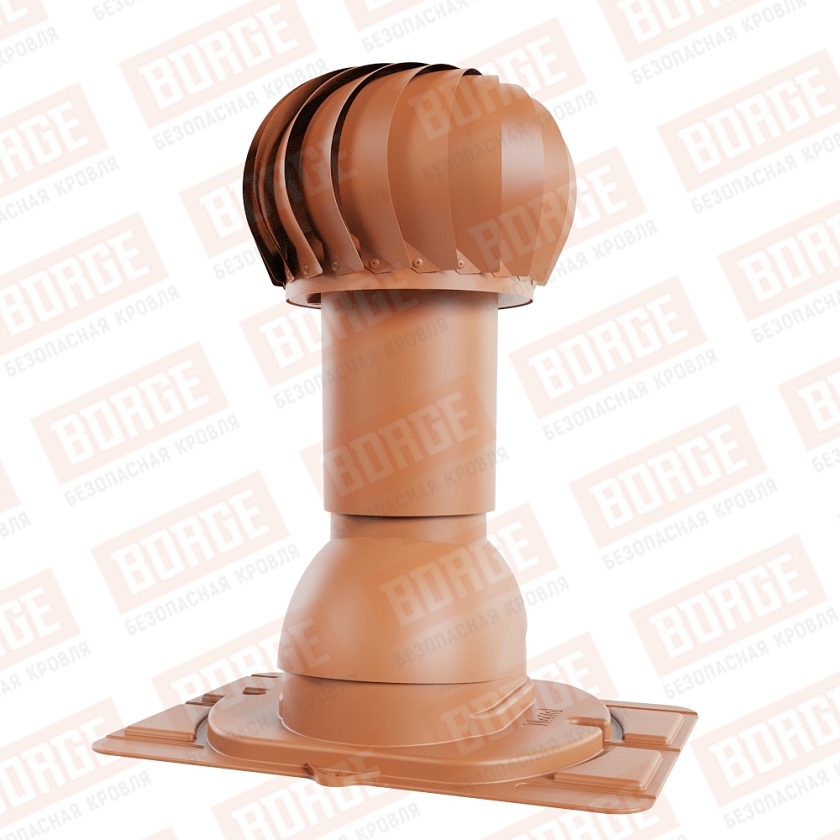 Роторная вентиляция Viotto с универсальным проходным элементом, d-110мм, h-550мм, утепленная, терракотовый (RAL 8004)
