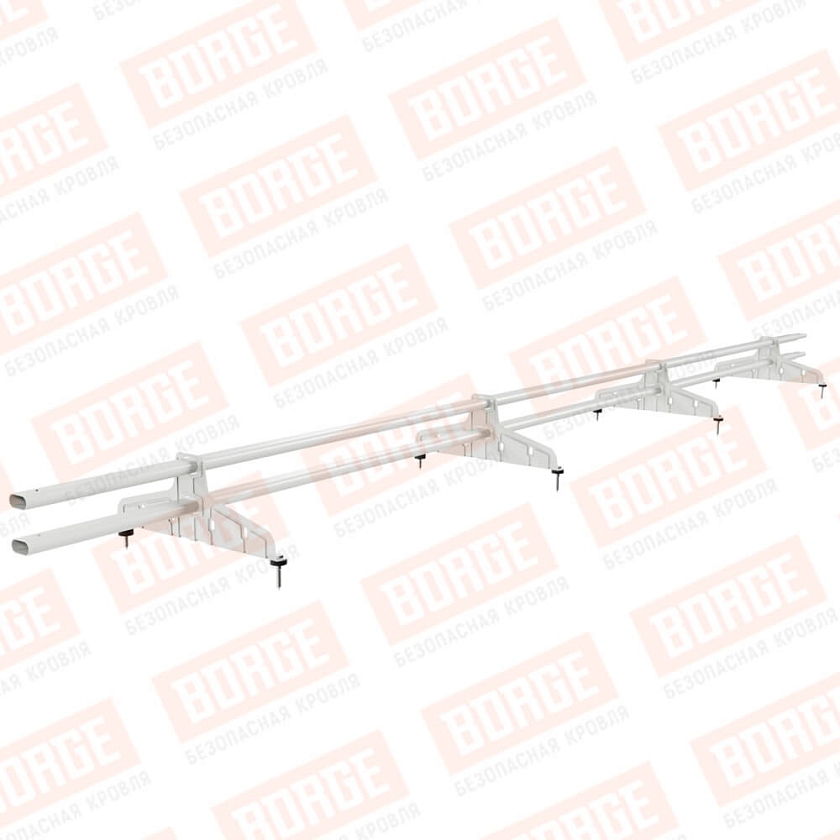 Снегозадержатель трубчатый Русский Рубеж 20х40мм, 3м, 4 опоры, сигнально-белый (RAL 9003)