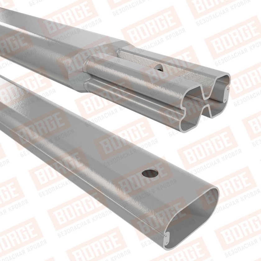 Труба снегозадержателя BORGE 45х25х1500, бело-алюминиевый (RAL 9006)