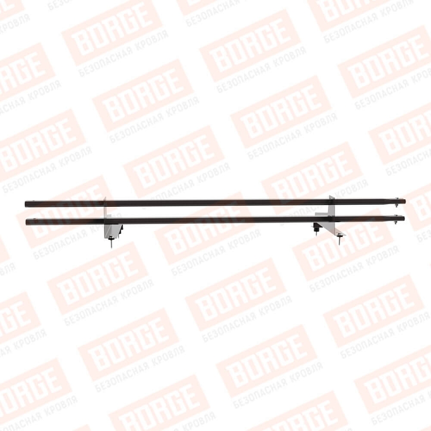 Снегозадержатель трубчатый Русский Рубеж 1,5м, 2 опоры, для МЧ с выс. ступ., серо-коричневый (RAL 8019), 350мм