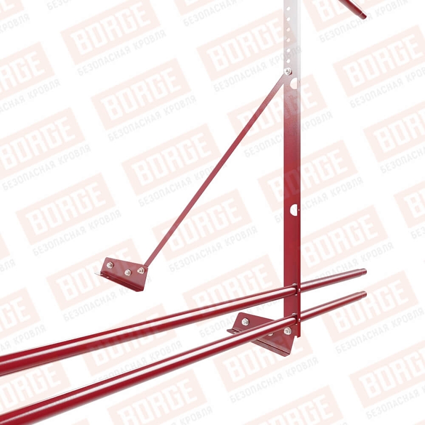 Ограждение декоративное NewLine H-120см, 3м, для фальц. кров., рубиново-красный (RAL 3003), с двумя доп. трубами