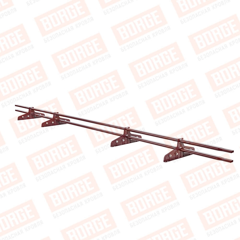 Снегозадержатель трубчатый Русский Рубеж 20х40мм, 3м, 4 опоры, для фальц. кровли, красное вино (RAL 3005)