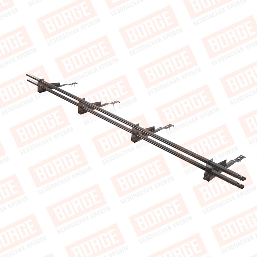 Снегозадержатель трубчатый BORGE 3м, 4 опоры, для черепичной кровли, серо-коричневый (RAL 8019)