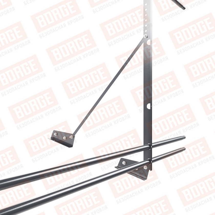 Ограждение декоративное NewLine H-120см, 3м, для фальц. кров., серый графит (RAL 7024), с двумя доп. трубами