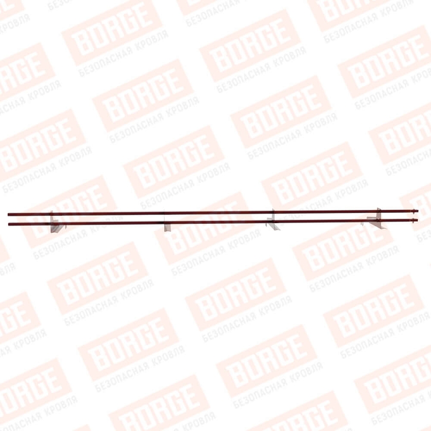 Снегозадержатель трубчатый BORGE 3м, 4 опоры, для черепичной кровли, красное вино (RAL 3005)