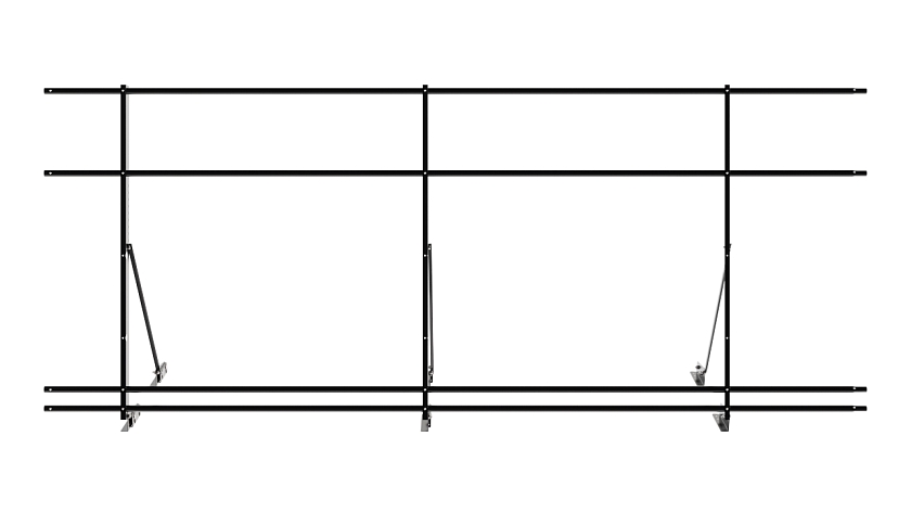 Ограждение кровельное NewLine H-120см, 3м, для фальц. кров., чёрный (RAL 9005), с двумя доп. трубами