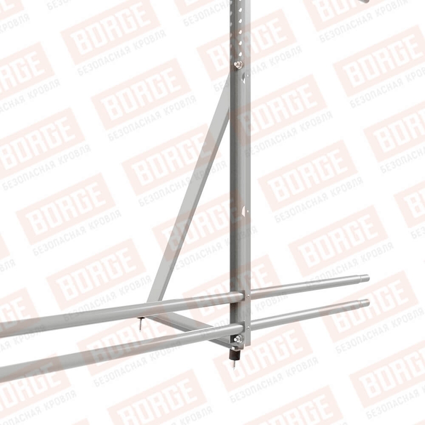 Ограждение кровельное Русский Рубеж H-120см, 3м, бело-алюминиевый (RAL 9006), с двумя доп. трубами