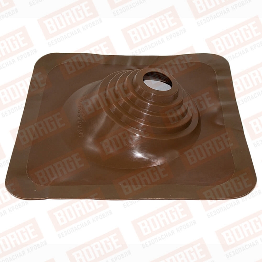 Проходка кровельная угловая №1 BORGE (d=75-200, 420х420mm, RAL 8017 коричневый), силикон