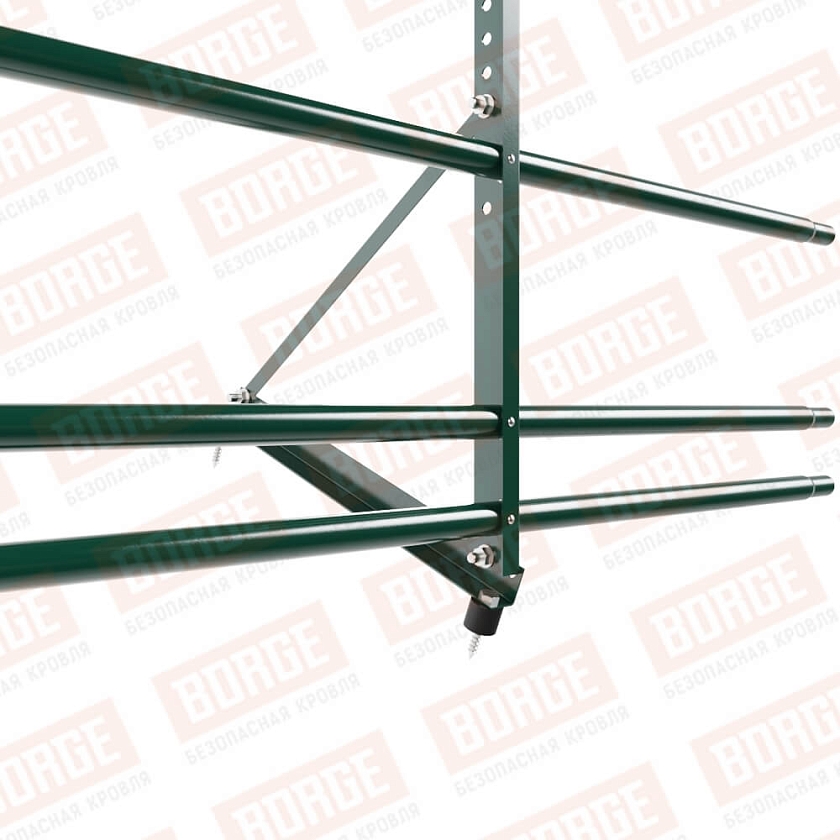 Ограждение декоративное NewLine H-60см, 3м, зеленый мох (RAL 6005), с двумя доп. трубами