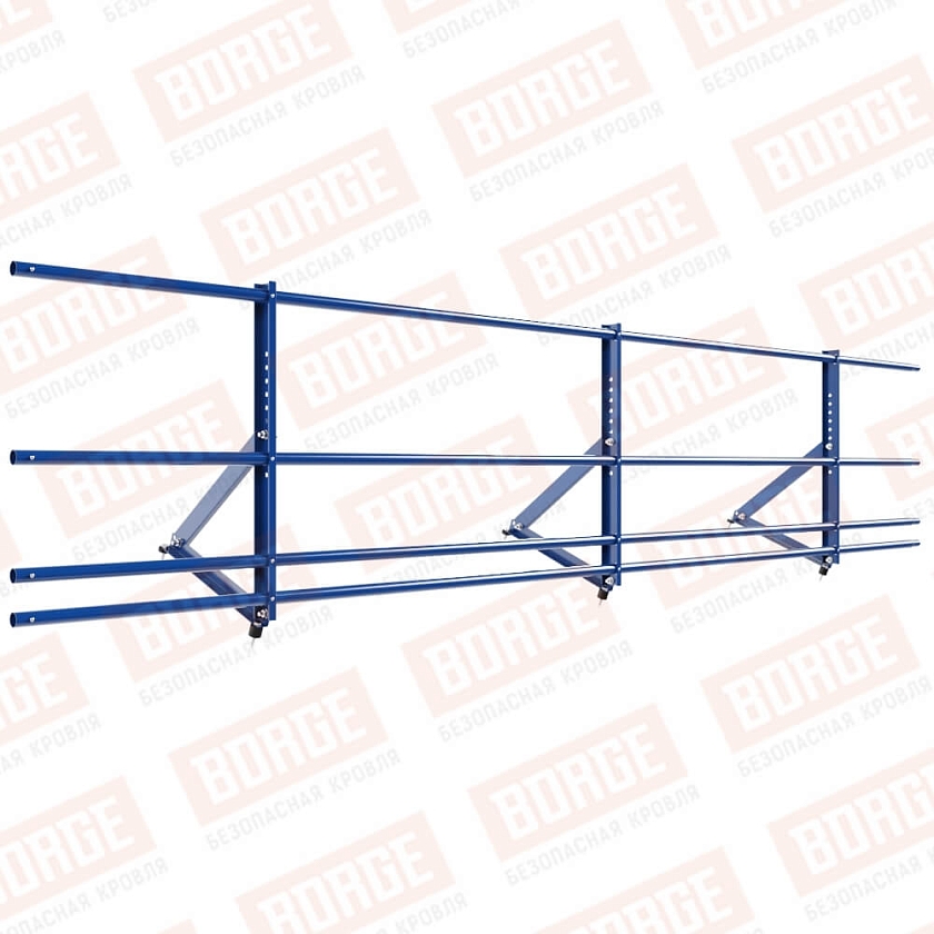 Ограждение кровельное Русский Рубеж H-60см, 3м, сигнально-синий (RAL 5005), с двумя доп. трубами