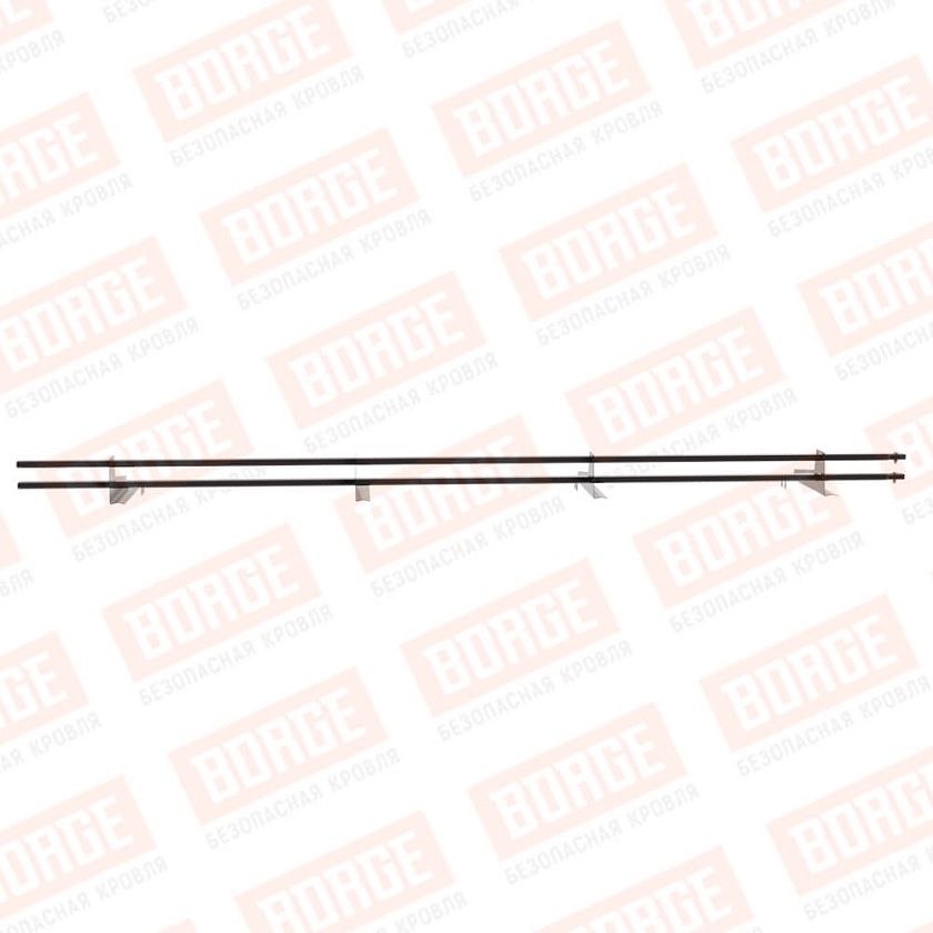 Снегозадержатель трубчатый BORGE 3м, 4 опоры, для черепичной кровли, серо-коричневый (RAL 8019 matt)