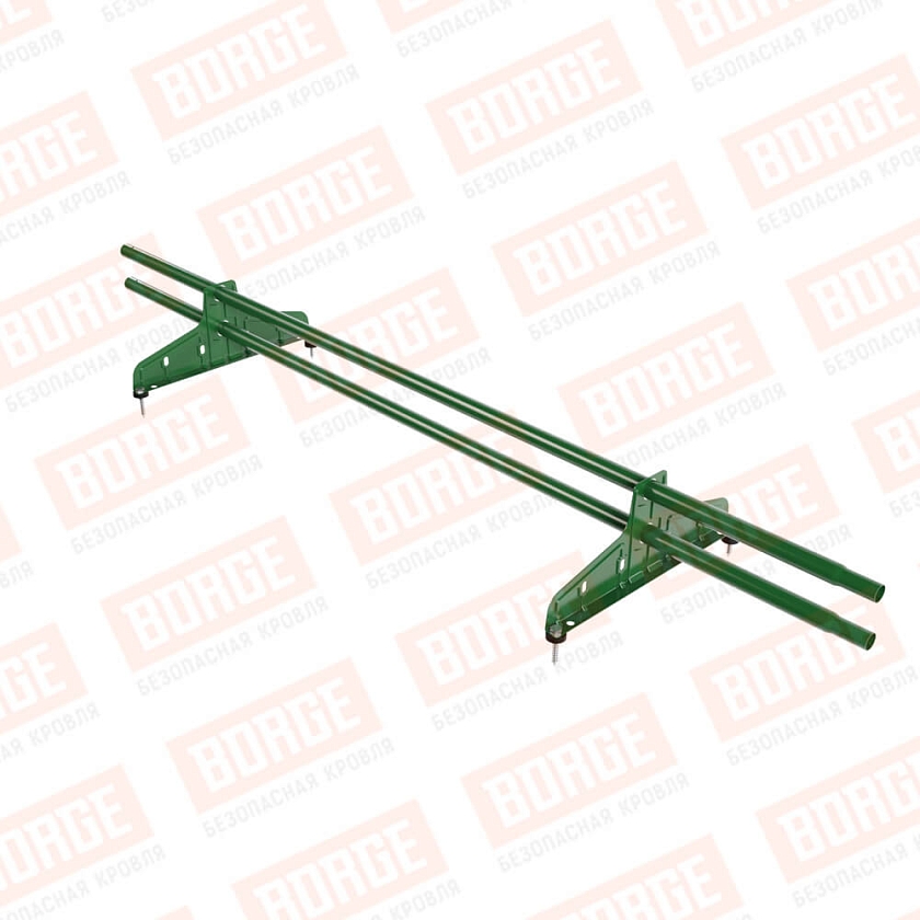 Снегозадержатель трубчатый Русский Рубеж D-25мм, 1,5м, 2 опоры, лиственно-зеленый (RAL 6002)