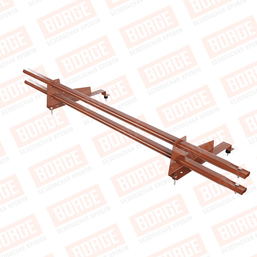 Снегозадержатель трубчатый Русский Рубеж 1,5м, 2 опоры, для МЧ с выс. ступ., терракотовый (RAL 8004), 400мм