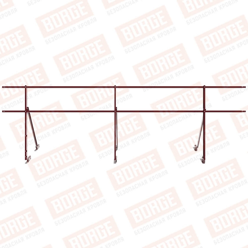 Ограждение кровельное Русский Рубеж H-90см, 3м, для фальцевой кровли, красное вино (RAL 3005)