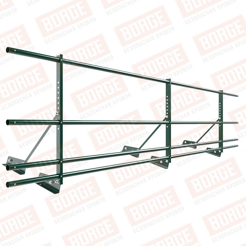 Ограждение декоративное NewLine H-60см, 3м, для фальц. кров., зеленый мох (RAL 6005), с двумя доп. трубами