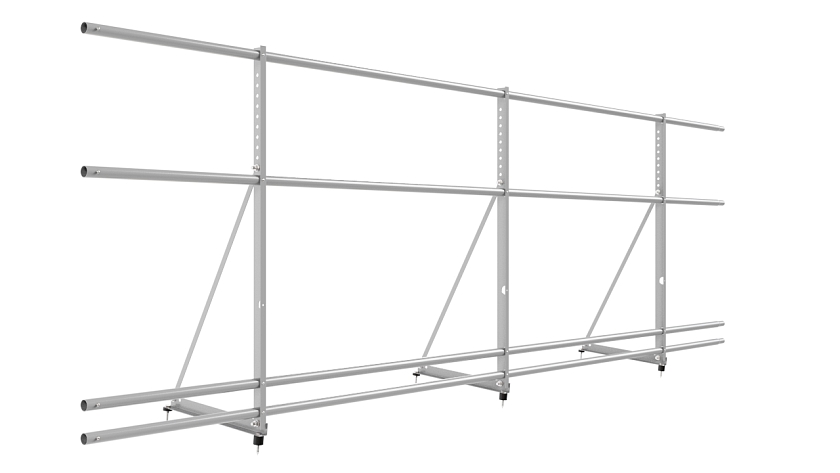 Ограждение кровельное NewLine H-90см, 3м, сигнально-серый (RAL 7004), с двумя доп. трубами