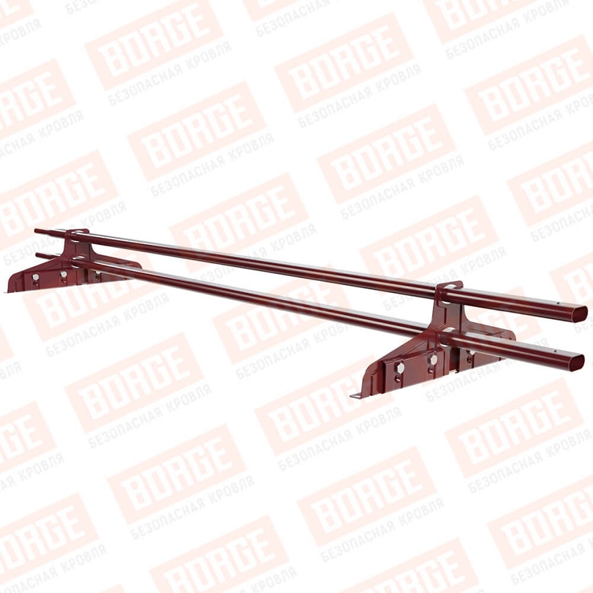 Снегозадержатель трубчатый Русский Рубеж 20х40мм, 1,5м, 2 опоры, для фальц. кровли, красное вино (RAL 3005)