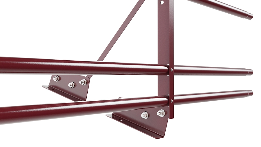 Ограждение кровельное NewLine H-60см, 3м, для фальц. кров., красное вино (RAL 3005), с двумя доп. трубами