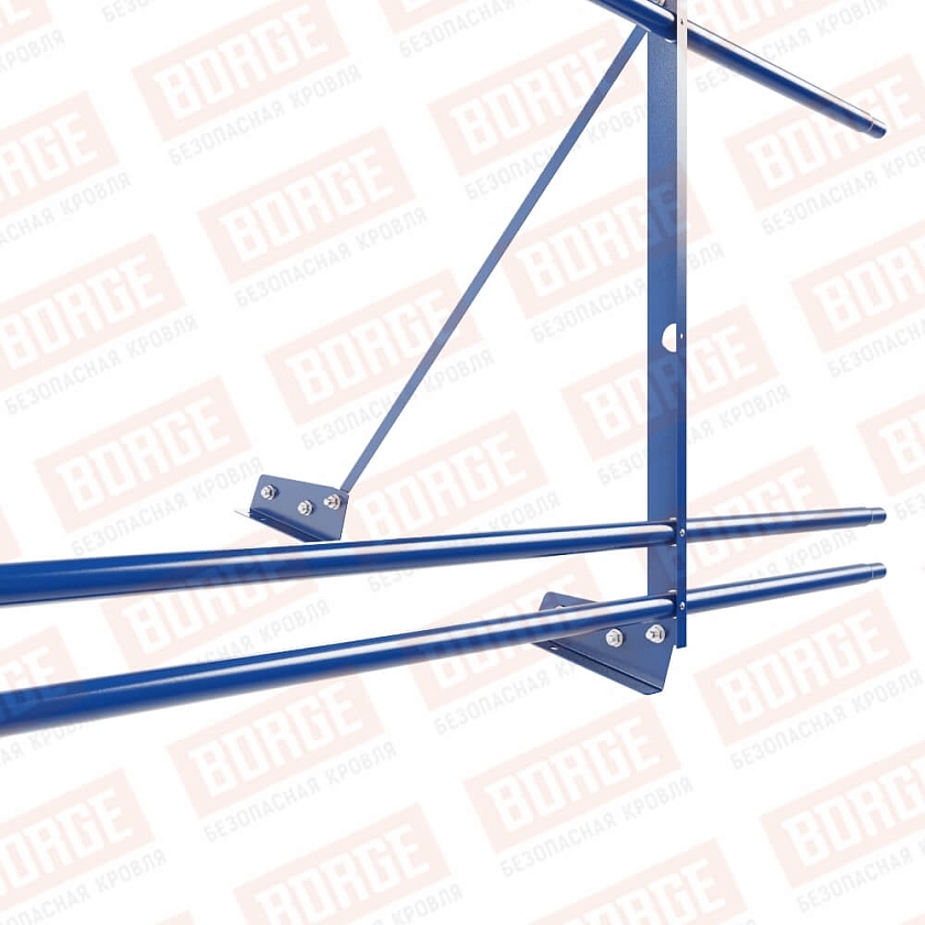 Ограждение декоративное NewLine H-90см, 3м, для фальц. кров., сигнально-синий (RAL 5005), с двумя доп. трубами