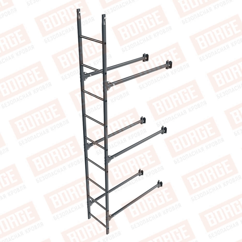 Комплект лестница фасадная BORGE (нижняя секция), 2,7м, антрацитово-серый (RAL 7016)