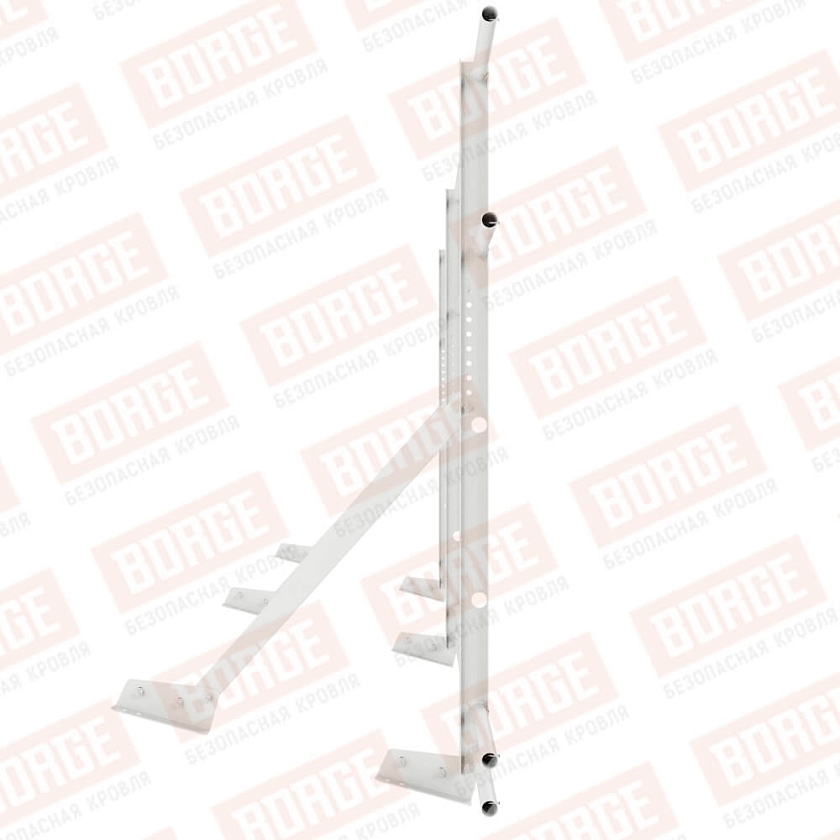 Ограждение кровельное Русский Рубеж H-120см, 3м, для фальцевой кровли, сигнально-белый (RAL 9003), с двумя доп. трубами