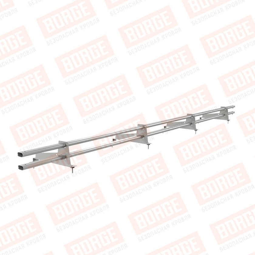 Снегозадержатель трубчатый BORGE 3м, 4 опоры, для МЧ с выс. ступен., бело-алюминиевый (RAL 9006), 350мм