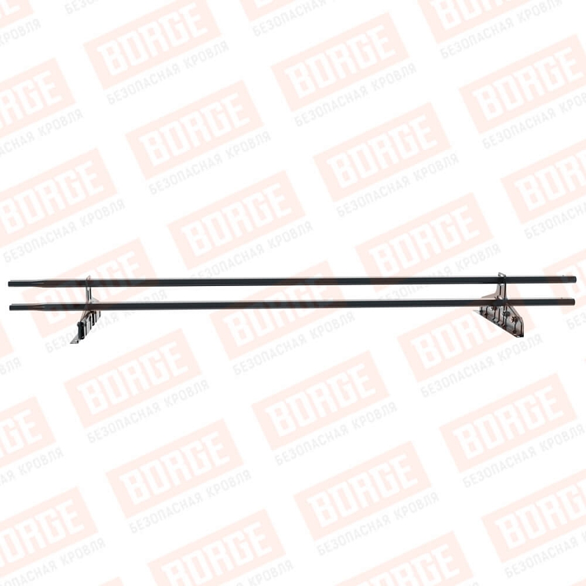 Снегозадержатель трубчатый Русский Рубеж 20х40мм, 1,5м, 2 опоры, для фальц. кровли, антрацитово-серый (RAL 7016)