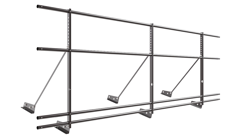 Ограждение кровельное NewLine H-90см, 3м, для фальц. кров., серо-коричневый (RAL 8019), с двумя доп. трубами