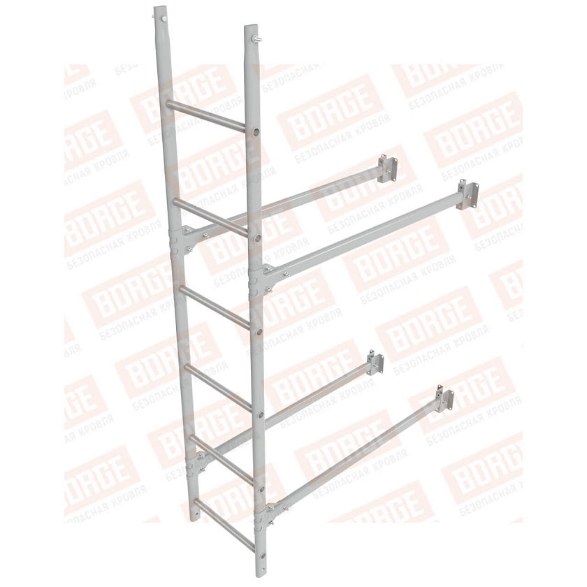 Комплект лестница фасадная BORGE (нижняя секция), 1,8м, бело-алюминиевый (RAL 9006)