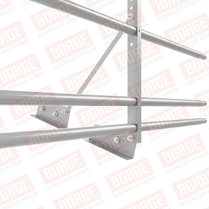 Ограждение декоративное NewLine H-60см, 3м, для фальц. кров., сигнально-серый (RAL 7004), с двумя доп. трубами