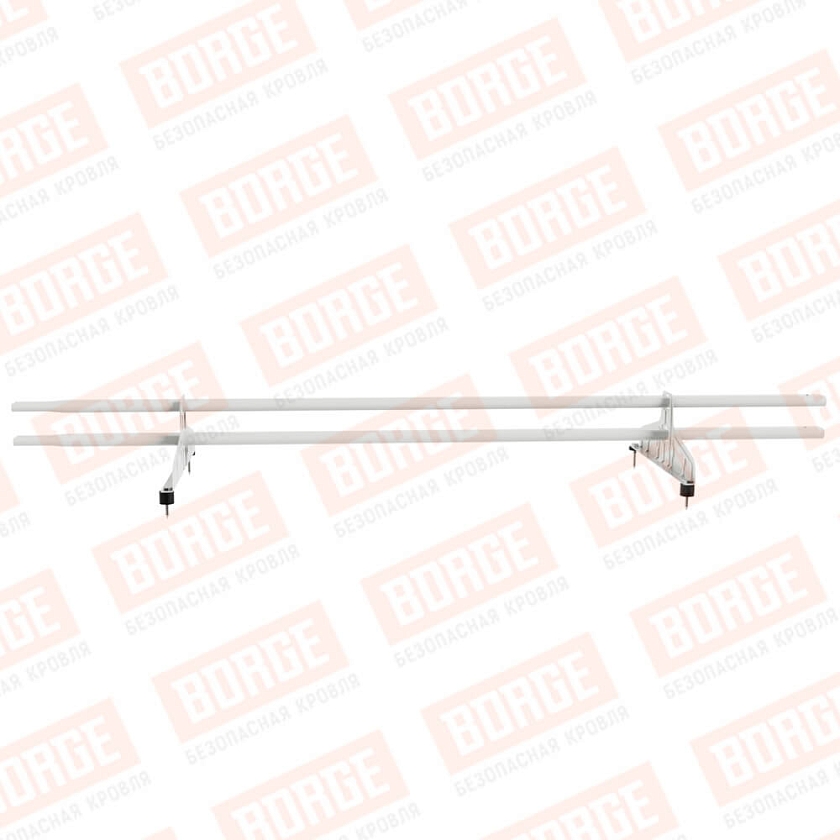 Снегозадержатель трубчатый Русский Рубеж 20х40мм, 1,5м, 2 опоры, сигнально-белый (RAL 9003)