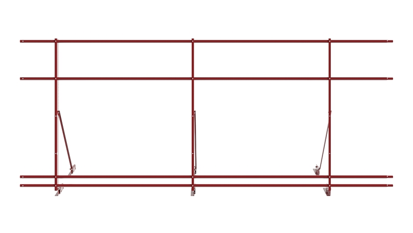 Ограждение кровельное NewLine H-120см, 3м, для фальц. кров., коричнево-красный (RAL 3011), с двумя доп. трубами