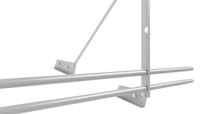 Ограждение кровельное NewLine H-90см, 3м, для фальц. кров., бело-алюминиевый (RAL 9006), с двумя доп. трубами