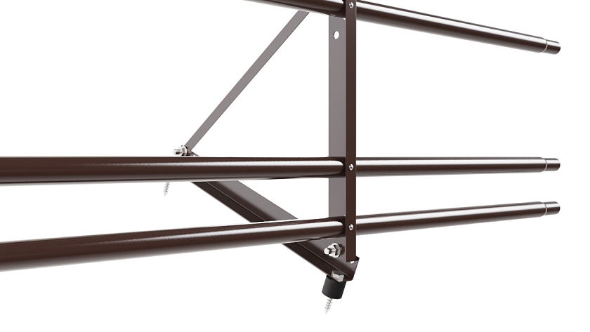 Ограждение кровельное NewLine H-60см, 3м, коричневый шоколад (RAL 8017), с двумя доп. трубами