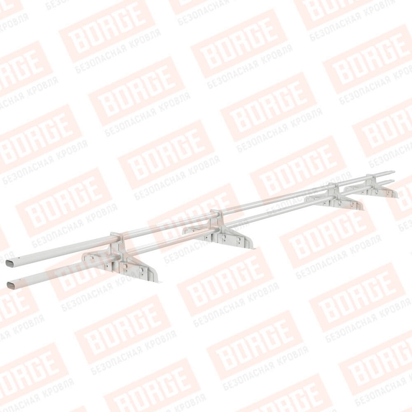 Снегозадержатель трубчатый Русский Рубеж 20х40мм, 3м, 4 опоры, для фальц. кровли, сигнально-белый (RAL 9003)