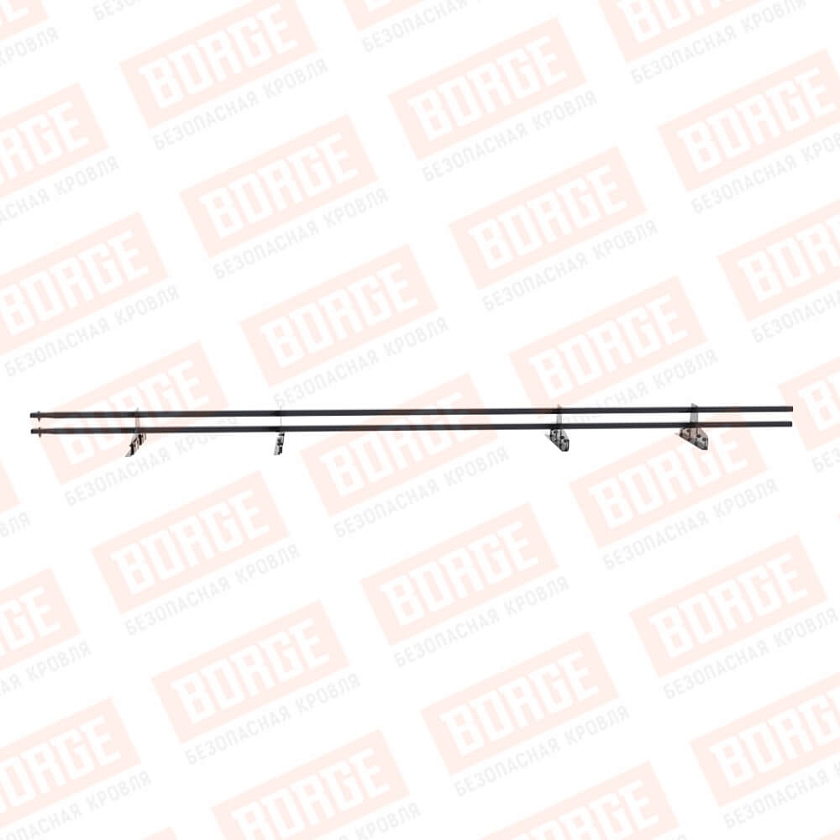 Снегозадержатель трубчатый Русский Рубеж 25х45мм, 3м, 4 опоры, для фальц. кровли, серый графит (RAL 7024)