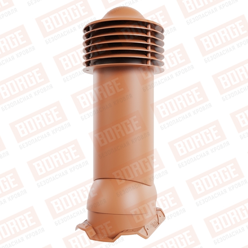 Труба вентиляционная Viotto, для профнастила С20, d-150мм, неутепленная, терракотовый (RAL 8004)