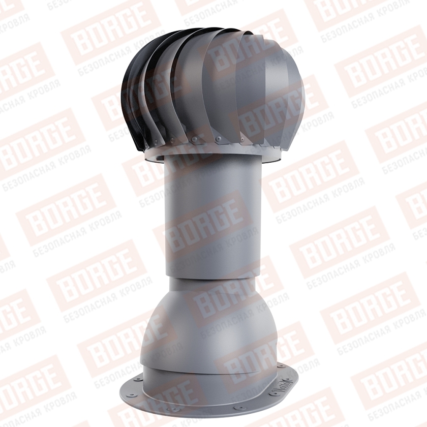 Роторная вентиляция Viotto, для готовой мягкой и фальцевой кровли, d-110мм, h-550мм, утепленная, серый графит (RAL 7024)