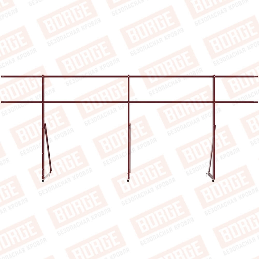 Ограждение кровельное Русский Рубеж H-120см, 3м, красное вино (RAL 3005)